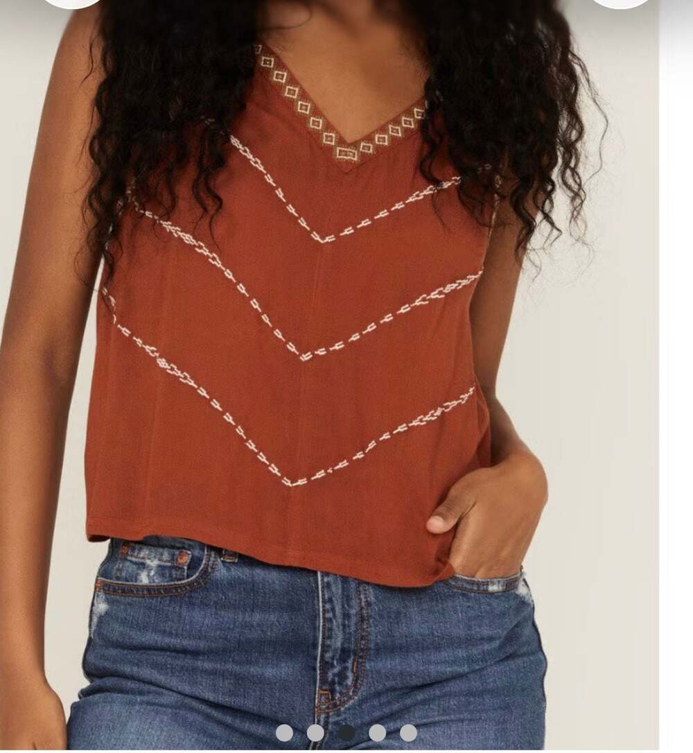Shyanne Rust Embroidered Southwestern Cami Size S